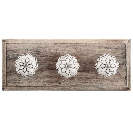 Black Lotus Ceramic Melon Wooden Hooks